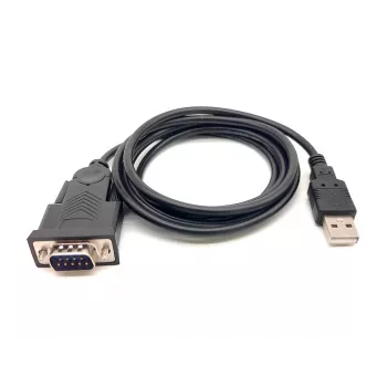 Equip USB-A į Serial (DB9) laidas, M/M 1,5 m, juodas
