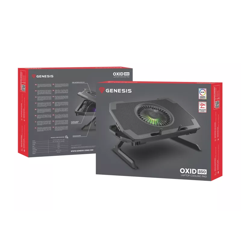 GENESIS Oxid 850 aušinimo stovas nešiojamam kompiuteriui 43,9 cm (17,3 colio) 2500 RPM Juodas