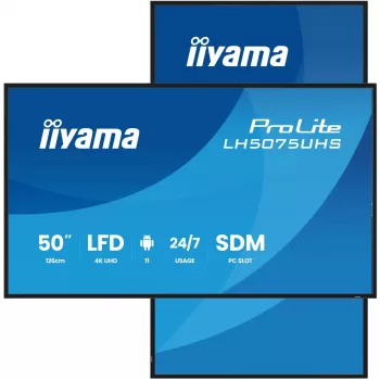iiyama LH5075UHS-B2AG Skaitmeninės reklamos ekranas 125,7 cm (49,5 col.) LCD Wi-Fi 500 cd/m² 4K Ultra HD Juodas Įmontuotas procesorius Android 24/7