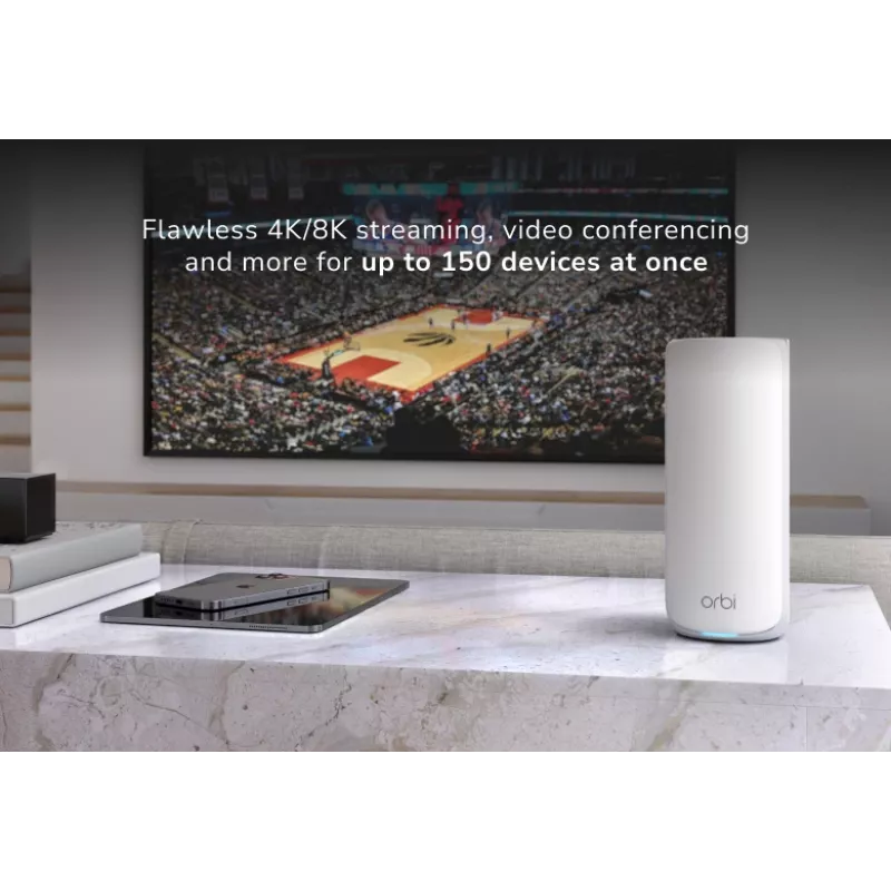NETGEAR Orbi 870 Tri-Band (2.4 GHz / 5 GHz / 6 GHz) Wi-Fi 7 (802.11be) maršrutizatorius baltas 4 vidinės antenos