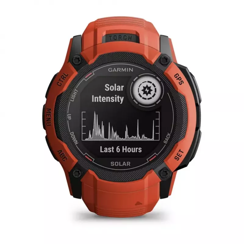 Išmanusis laikrodis GARMIN Instinct 2X Solar – sportinis laikrodis, 50 mm polimerinis korpusas, saulės įkrovimas, GPS (GPS/GLONASS/Galileo), 10 ATM, silikoninis dirželis