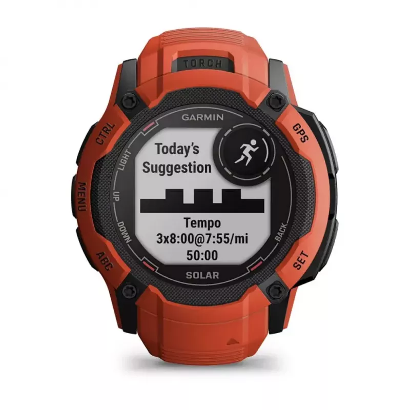 Išmanusis laikrodis GARMIN Instinct 2X Solar – sportinis laikrodis, 50 mm polimerinis korpusas, saulės įkrovimas, GPS (GPS/GLONASS/Galileo), 10 ATM, silikoninis dirželis