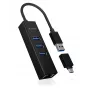 ICY BOX IB-HUB1419-LAN USB 3.2 Gen 1 (3.1 Gen 1) Type-A juodas