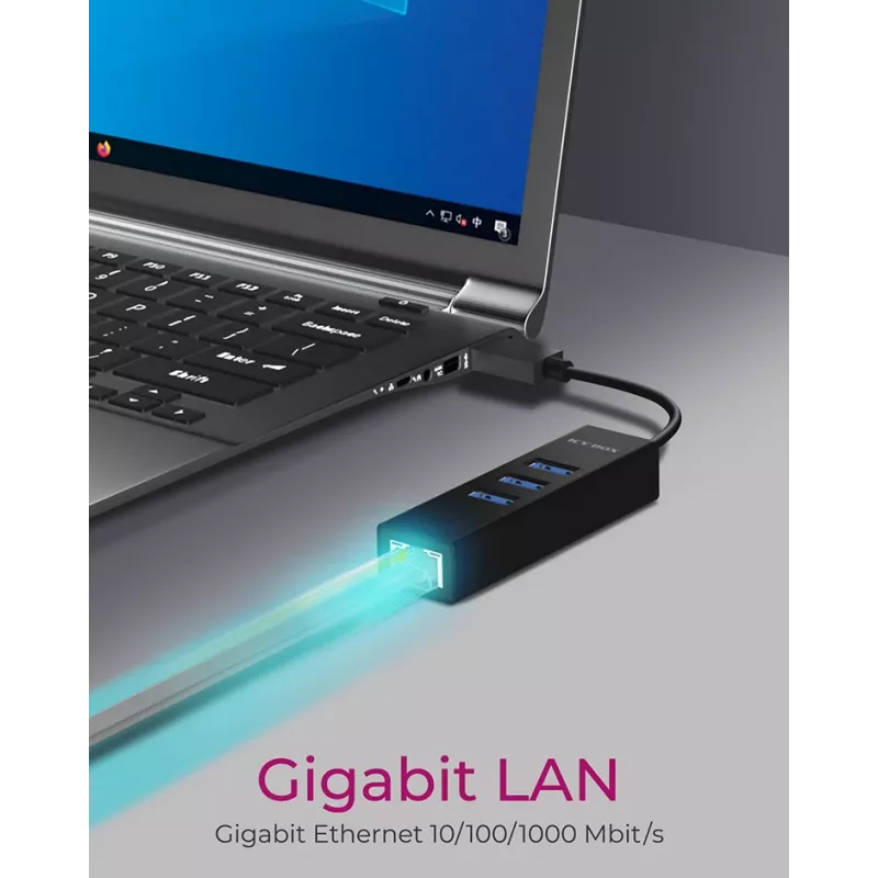 ICY BOX IB-HUB1419-LAN USB 3.2 Gen 1 (3.1 Gen 1) Type-A juodas