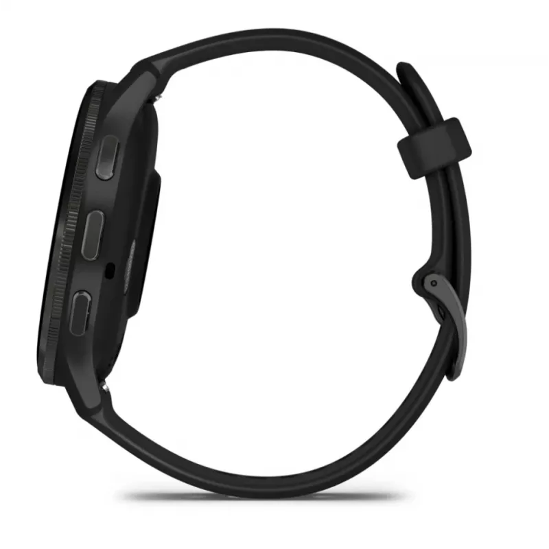 GARMIN Venu 3 - 45 mm, AMOLED ekranas, GPS, šlifuotas nerūdijančio plieno rėmelis, juodas korpusas, silikoninis dirželis