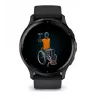 GARMIN Venu 3 - 45 mm, AMOLED ekranas, GPS, šlifuotas nerūdijančio plieno rėmelis, juodas korpusas, silikoninis dirželis