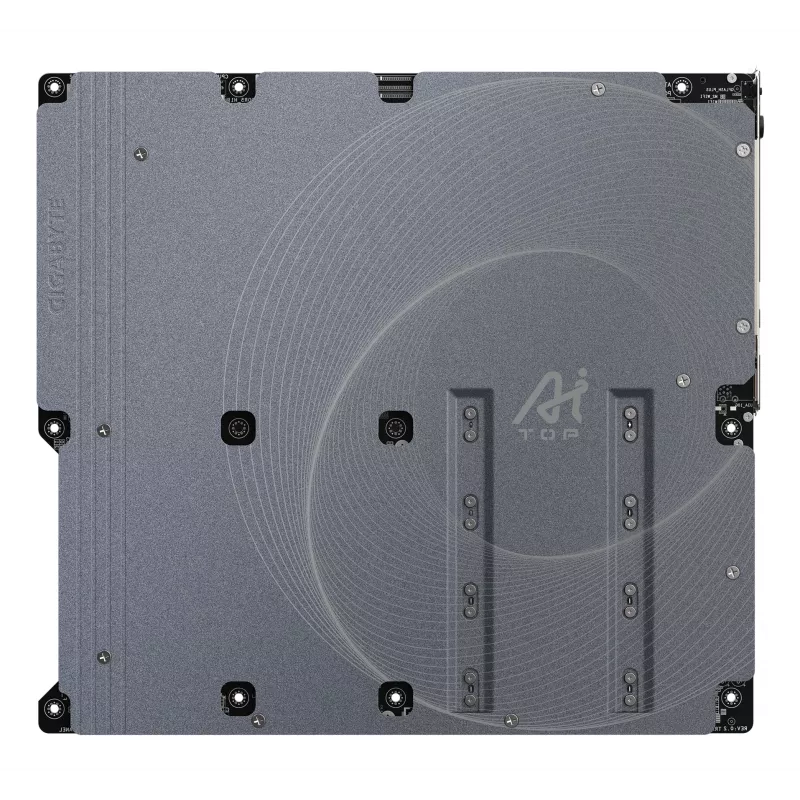 GIGABYTE TRX50 AI TOP-2B pagrindinė plokštė – AMD Ryzen Threadripper PRO 7000, 16+8+4 fazių skaitmeninis VRM, DDR5 iki 5200 MHz, 4xPCIe 5.0 M.2, Wi-Fi 7, 10 GbE LAN, USB 4