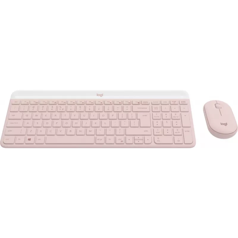 LOGITECH belaidis plonas klaviatūros ir pelės rinkinys MK470 - rožinis QWERTY US/Int