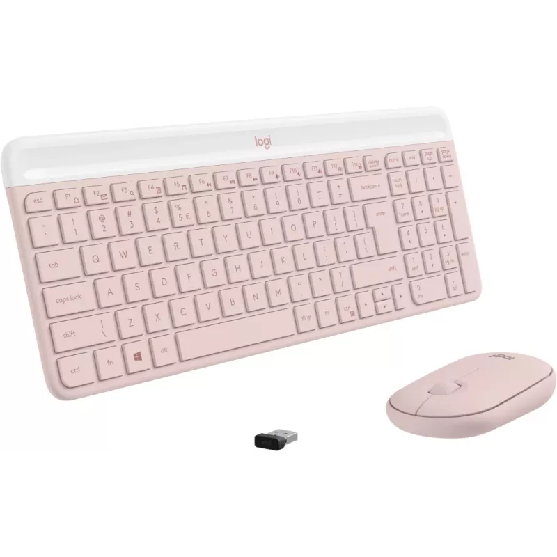 LOGITECH belaidis plonas klaviatūros ir pelės rinkinys MK470 - rožinis QWERTY US/Int