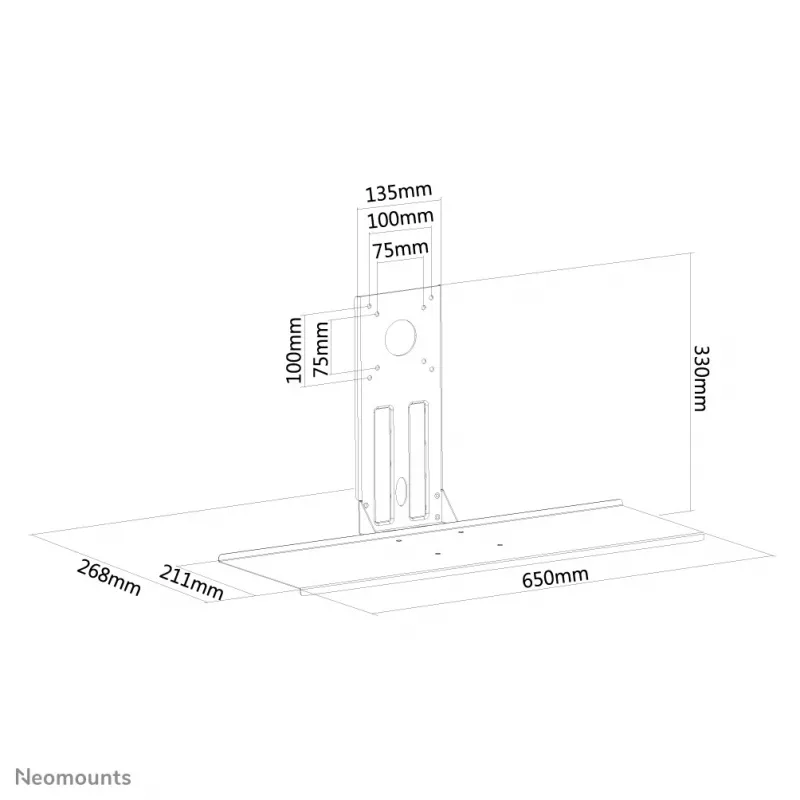 Neomounts KEYB-V200BLACK Lentyna klaviatūrai ir pelei su VESA tvirtinimu - plotis 65 cm
