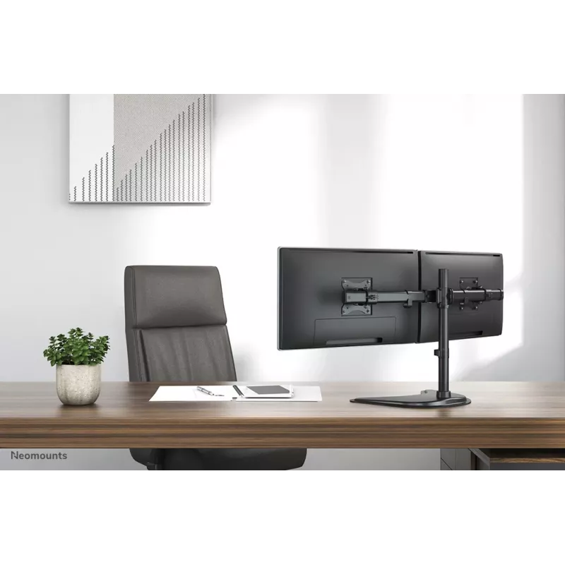 Neomounts NM-D335DBLACK monitorio stovas 10-27 colių, spaustuvas/ant stalo/per angą, 8 kg, 100x100 mm, juodas