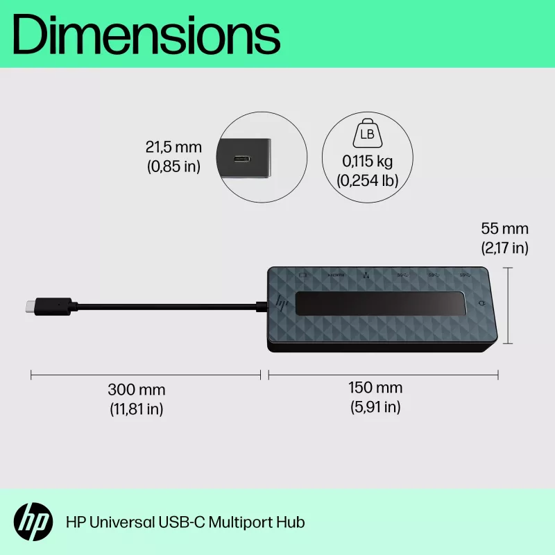 HP Universal USB-C Multiport Hub USB 3.2 Gen 1 Type-C juodas