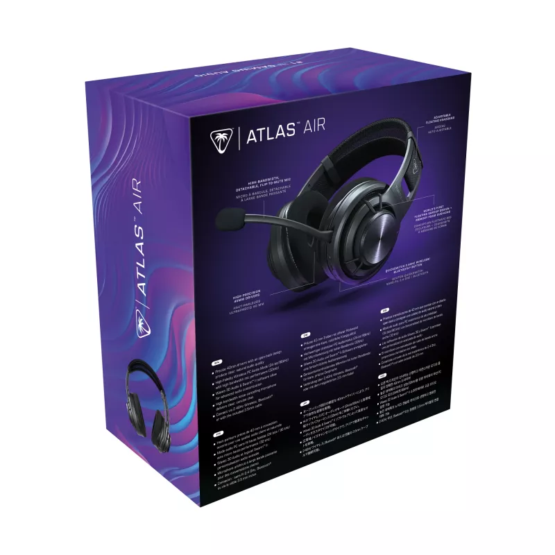 Turtle Beach Atlas Air belaidės atviros ausinės žaidimams asmeniniame kompiuteryje su 24 bitų aukštos ištikimybės garsu, transliacijų klasės mikrofonu, plūduriuojančiais ausų gaubtais, atminties putomis ir Bluetooth
