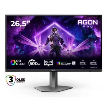 AOC AGON PRO AG276QKD2 kompiuterio monitorius 67,3 cm (26,5 colio) 2560 x 1440 pikselių Quad HD QD-OLED juodas, pilkas