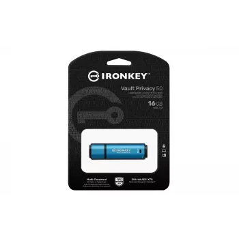Kingston Technology IronKey 16GB Vault Privacy 50 AES-256 šifruotas, FIPS 197