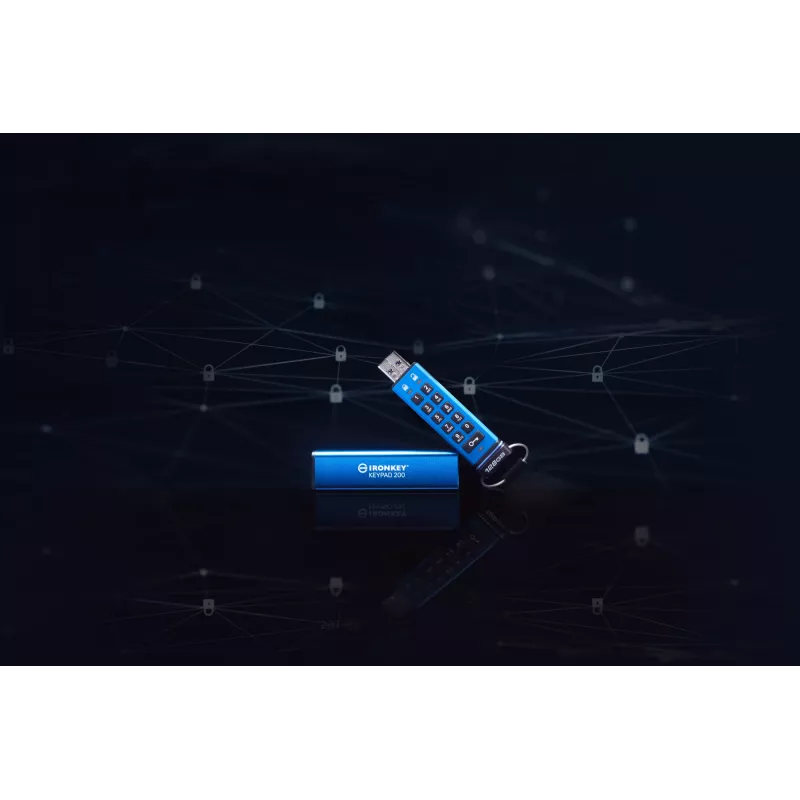 “Kingston Technology IronKey Keypad 200 128GB”, aparatinės įrangos šifruotas USB atmintukas, FIPS 140-3 Lvl 3, XTS-AES 256 bitų
