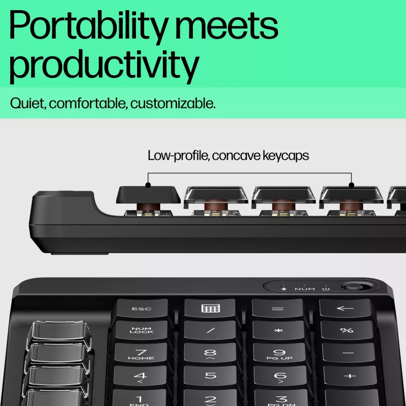 HP 435 programuojama belaidė klaviatūra, Bluetooth, juoda