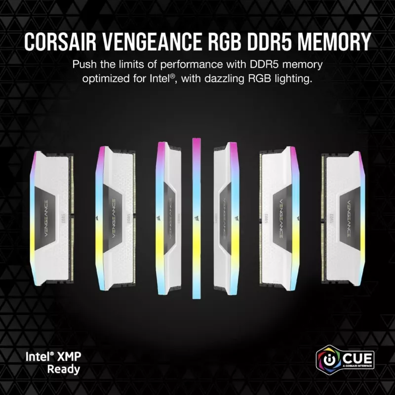 CORSAIR Vengeance RGB White 64GB (2x32GB) DDR5 5200MHz CL40 atminties rinkinys