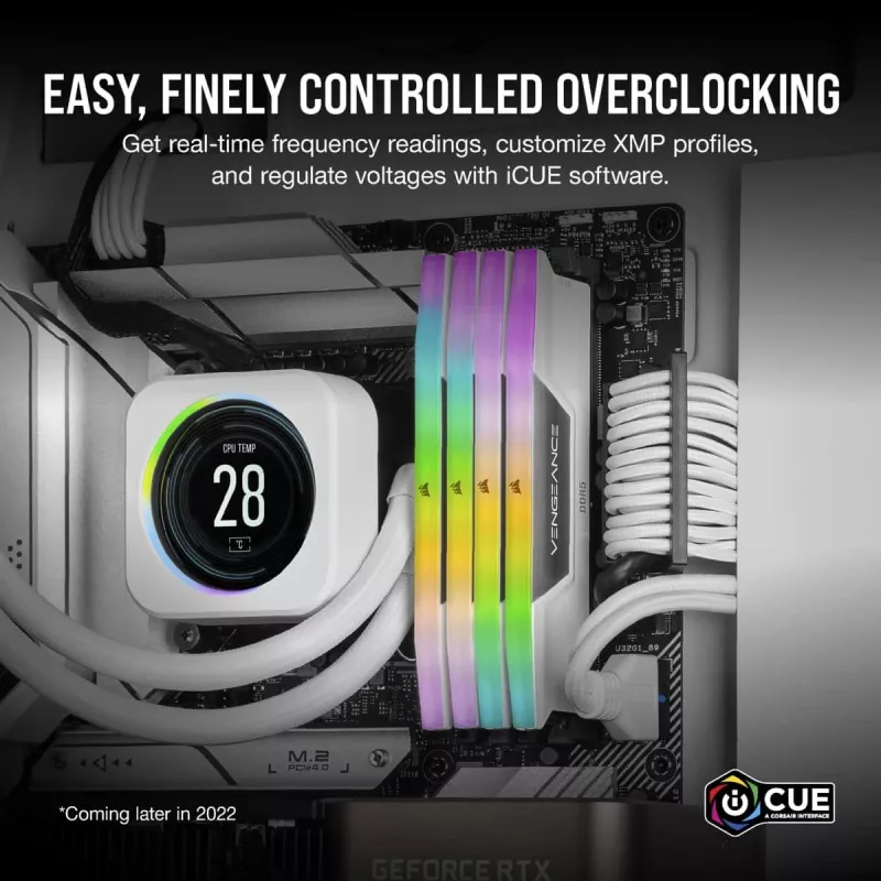 CORSAIR Vengeance RGB White 64GB (2x32GB) DDR5 5200MHz CL40 atminties rinkinys