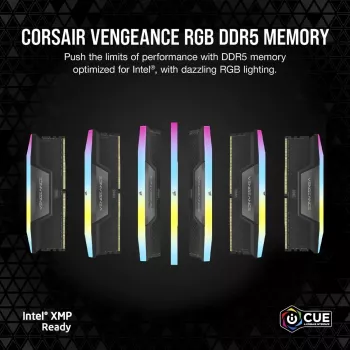 CORSAIR Vengeance RGB 32GB (2x16GB) DDR5 6400MHz CL32 atminties rinkinys - juoda