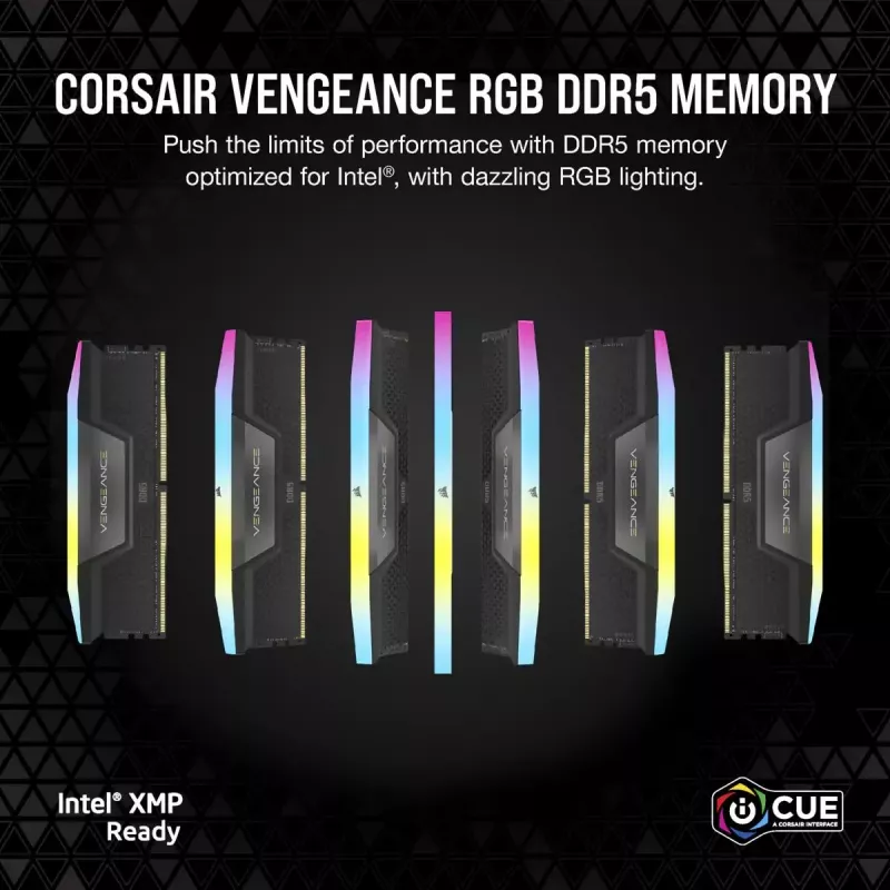 CORSAIR Vengeance RGB 32GB (2x16GB) DDR5 6400MHz CL32 atminties rinkinys - juoda