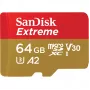 WESTERN DIGITAL Extreme microSDXC 64GB SD Adapter veiksmo kameroms ir dronams 170MB/s 80MB/s A2 C10 V30 UHS-I U3