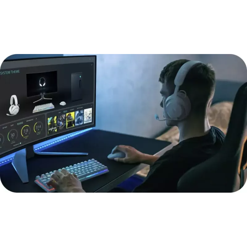 Alienware PRO-HS-G-DEAM ausinės, laidinės ir belaidės, lankeliu, žaidimams, USB Type-C, Bluetooth, juodos, baltos