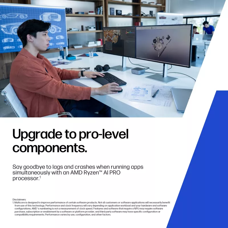 HP ZBook 8 G1ak Copilot+ PC AMD Ryzen AI 7 PRO 35,6 cm (14 colių) WUXGA 32 GB DDR5-SDRAM Wi-Fi 7 (802.11be) Windows 11 Pro AI darbo stotis, AI asmeninis kompiuteris