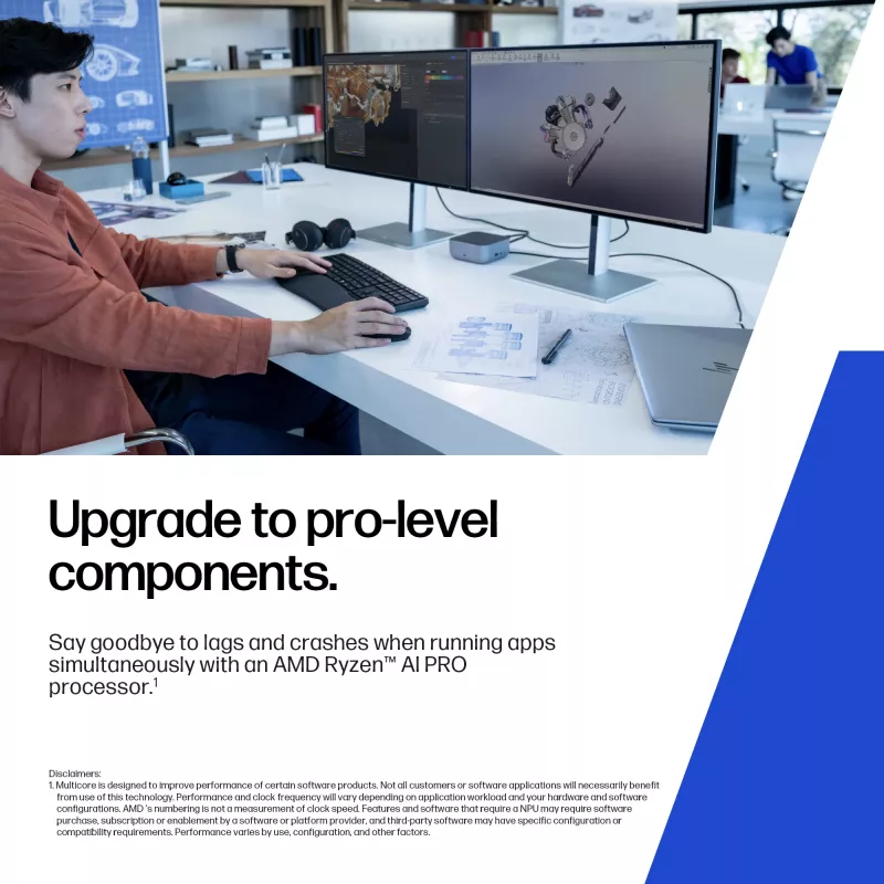 HP ZBook 8 G1ak Copilot+ PC AMD Ryzen AI 7 PRO 35,6 cm (14 colių) WUXGA 32 GB DDR5-SDRAM Wi-Fi 7 (802.11be) Windows 11 Pro AI darbo stotis, AI asmeninis kompiuteris