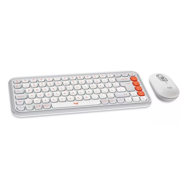 Logitech POP Icon Combo klaviatūros ir pelės rinkinys, belaidis Bluetooth, QWERTY US International, oranžinis-baltas
