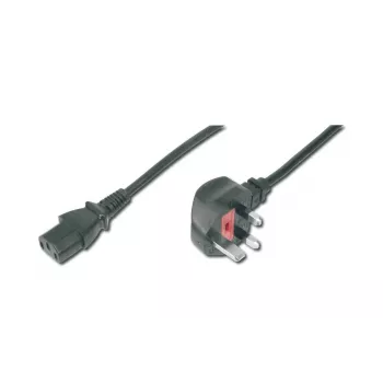 DIGITUS maitinimo laidas UK kištukas 90° kampu - C13 M/F 2m H05VV-F3G 1.00 qmm lydiklis 5A juoda