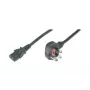 DIGITUS maitinimo laidas UK kištukas 90° kampu - C13 M/F 2m H05VV-F3G 1.00 qmm lydiklis 5A juoda