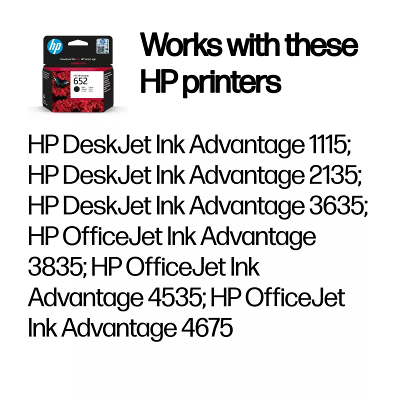 Original HP 652 juodos spalvos rašalo kasetė