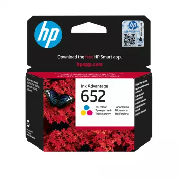 HP 652 Tri-color Original Ink Advantage kasetė, Cyan, Magenta, Geltona, 1 vnt., 200 puslapių