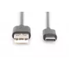 DIGITUS ASSMANN USB Type-C jungiamasis laidas, C tipo į A, vyras/vyras, 1m, 3A, 480Mbps, 2.0 versija, juoda