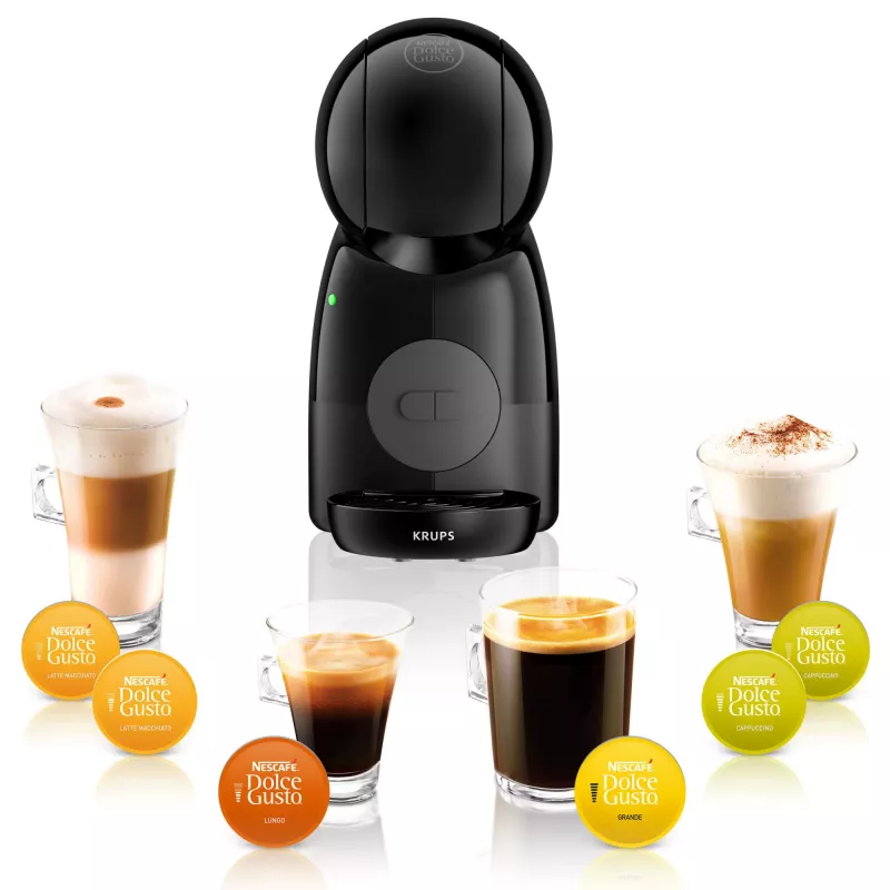 Kavos aparatas KRUPS Piccolo XS KP1A3B, 0,8 L vandens talpa, Dolce Gusto kapsulėms, 1600 W, ant stalviršio, juodas