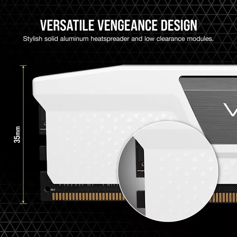 CORSAIR Vengeance 32GB (2x16GB) DDR5 6000MHz CL36 AMD EXPO ir Intel XMP atminties rinkinys baltas