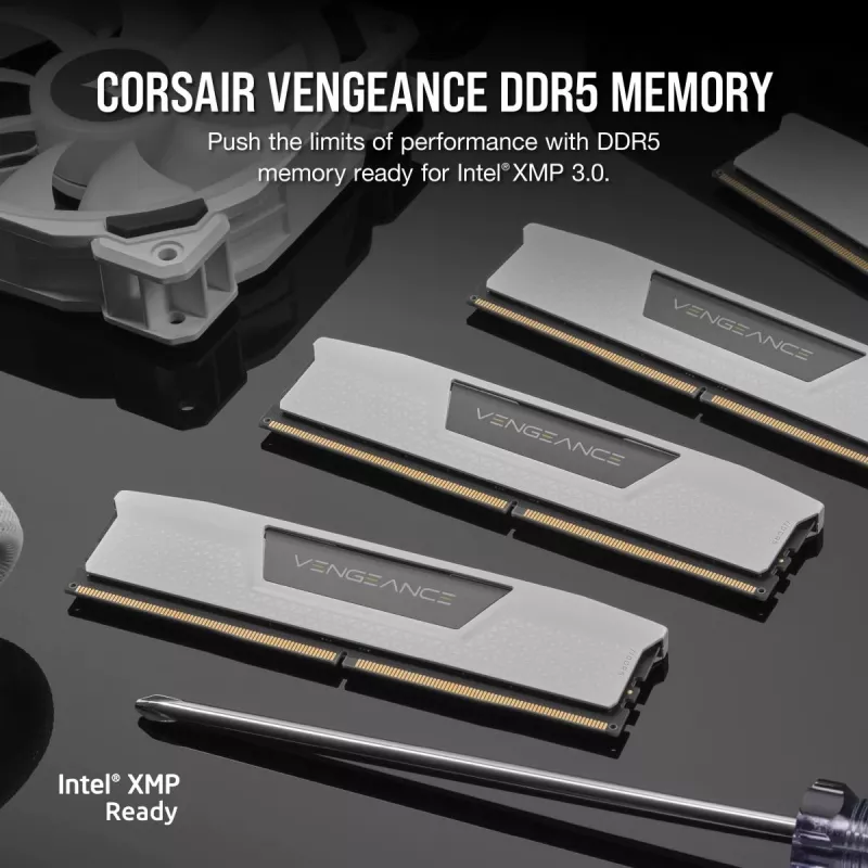 CORSAIR Vengeance 32GB (2x16GB) DDR5 6000MHz CL36 AMD EXPO ir Intel XMP atminties rinkinys baltas