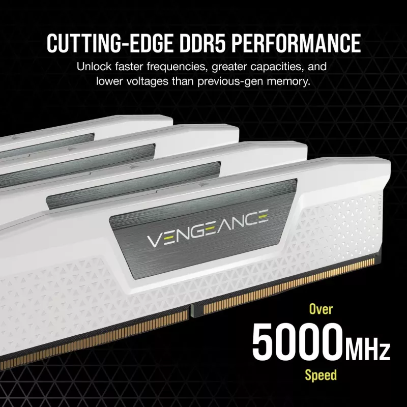CORSAIR Vengeance 32GB (2x16GB) DDR5 6000MHz CL36 AMD EXPO ir Intel XMP atminties rinkinys baltas