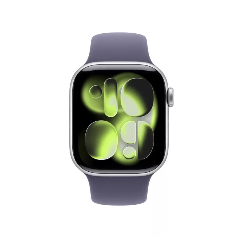 APPLE Watch Series 11 GPS + Cellular 42 mm sidabrinis aliuminio korpusas su Purple Fog Sport dirželiu S/M