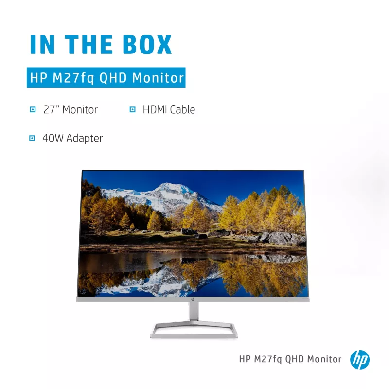 Monitorius HP M27fq 27 colių Quad HD 2560x1440 IPS LCD, 300 cd/m², 75 Hz, 5 ms, sidabrinis