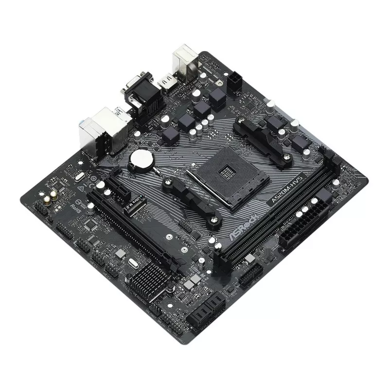ASRock A520M-HVS pagrindinė plokštė AM4 AMD A520 2 x DDR4 USB 3.2 SATA 3 7.1ch HD Audio mATX