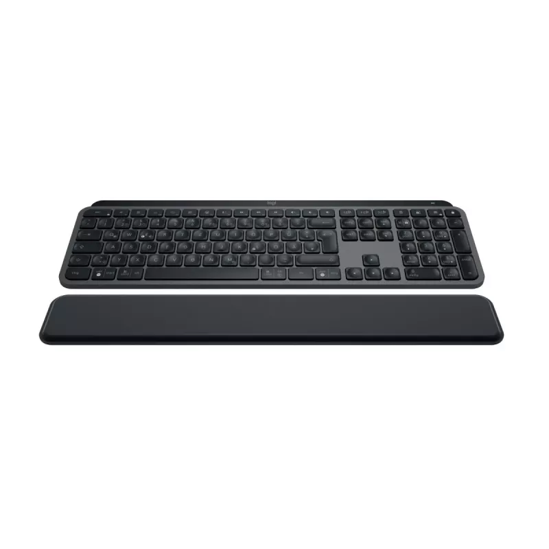 Belaidė apšviesta klaviatūra LOGITECH MX Keys S Graphite su riešo atrama Qwertz Deutsch