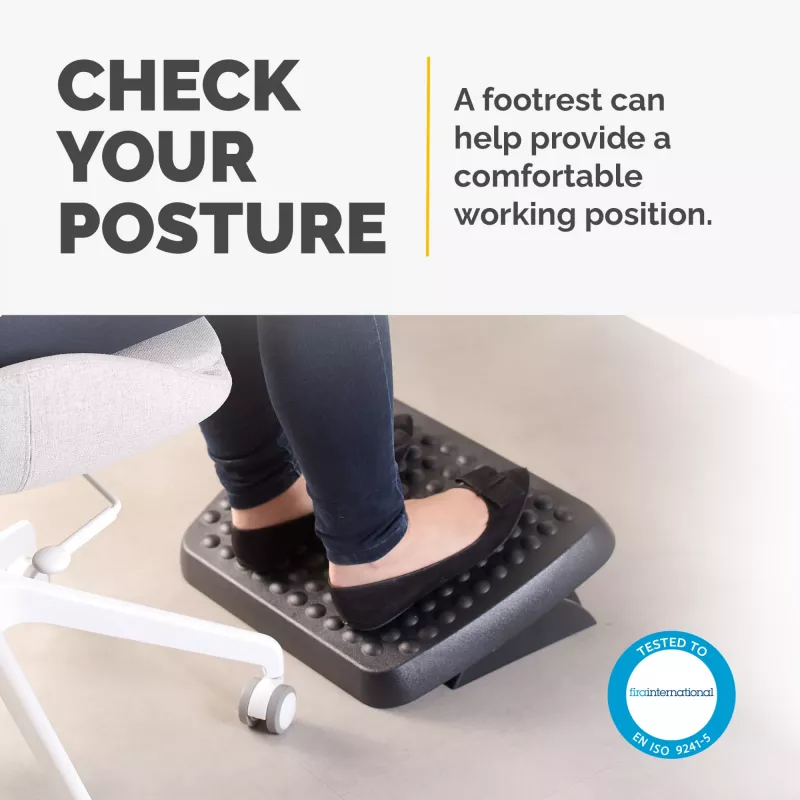 Pėdų atrama Fellowes Standard ergonomic under-desk foot support, juoda, reguliuojamo aukščio, 330 mm plotis