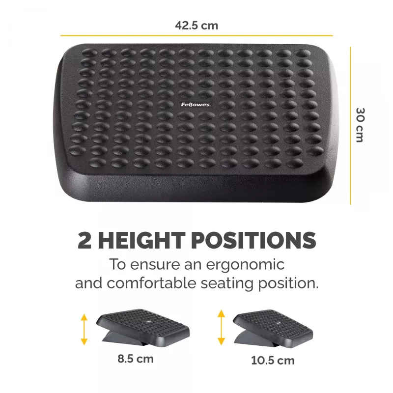 Pėdų atrama Fellowes Standard ergonomic under-desk foot support, juoda, reguliuojamo aukščio, 330 mm plotis