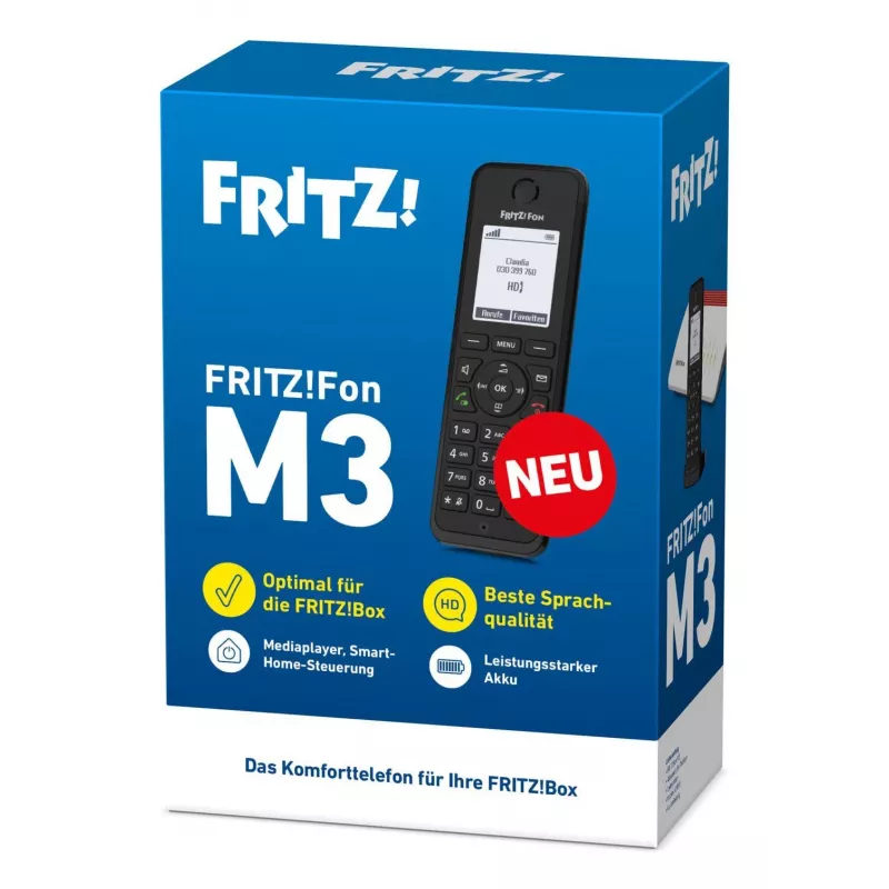 DECT ragelis FRITZ Fon M3 belaidis ragelis Skambučio numerio atpažinimas Juoda