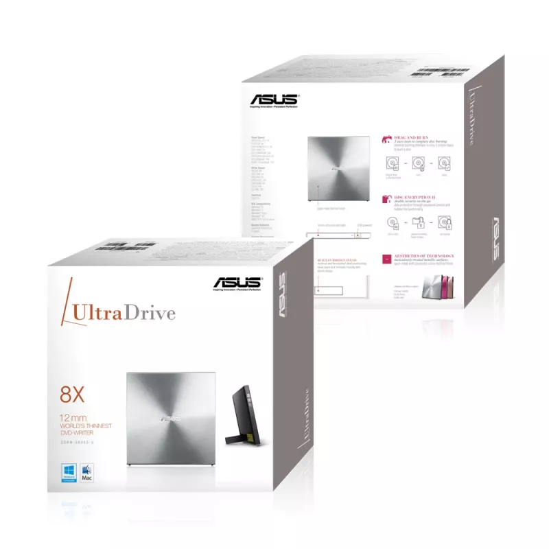 ASUS SDRW-08U5S-U optinis diskų įrenginys DVD Super Multi DL Metallic