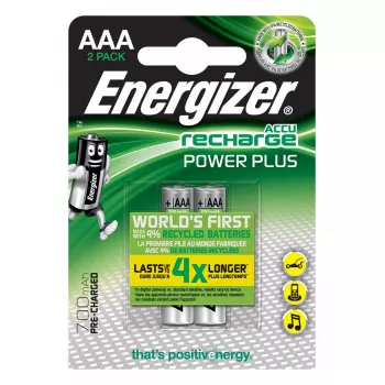 Įkraunama baterija Energizer Power Plus AAA NiMH 1,2 V, 2 vnt., 44,5 mm x 10,5 mm, 11 g