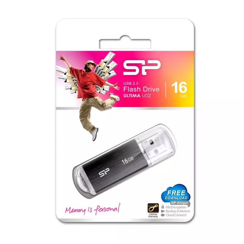 SILICON POWER Ultima U02 - 16GB USB atmintukas - USB 2.0 - Juodas (moq-30)
