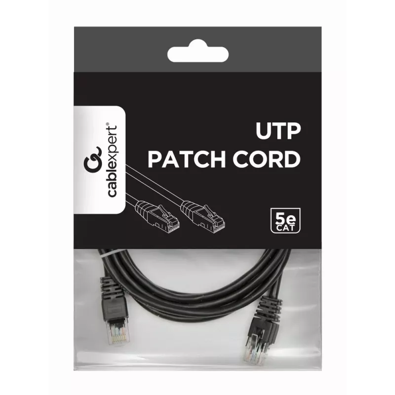 Gembird PP12-2M/BK – Patch kabelis Cat5e UTP 2m juodas